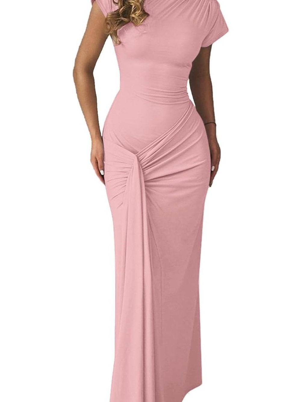 Coming SOON!!!! Elegant Pink Ruched Maxi Dress
